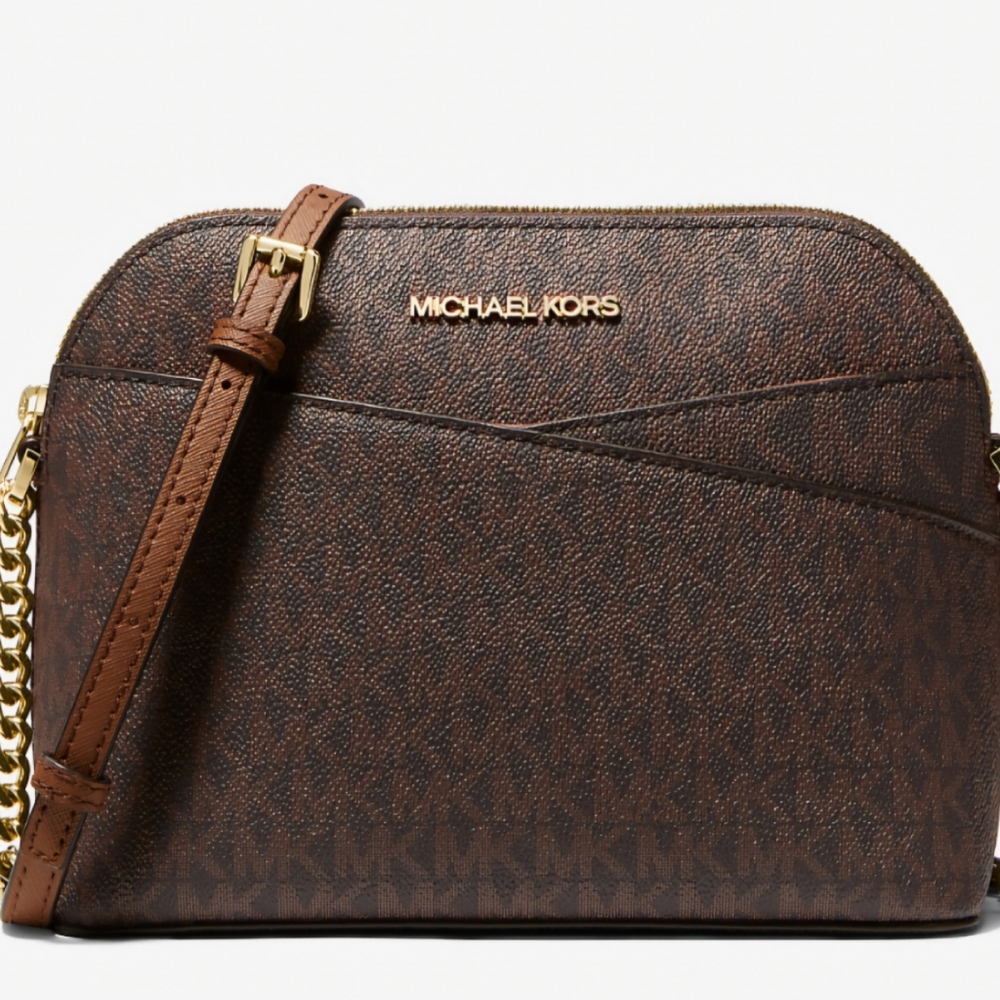 Michael Kors Dark Brown Crossbody with Gold Chain - Picture 1 of 1
